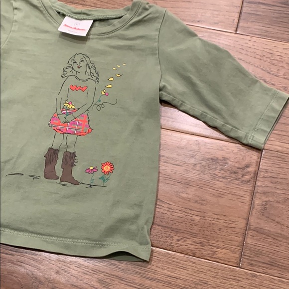 Green Kids Shirt with Girl and Flower Print - Picture 5 of 6
